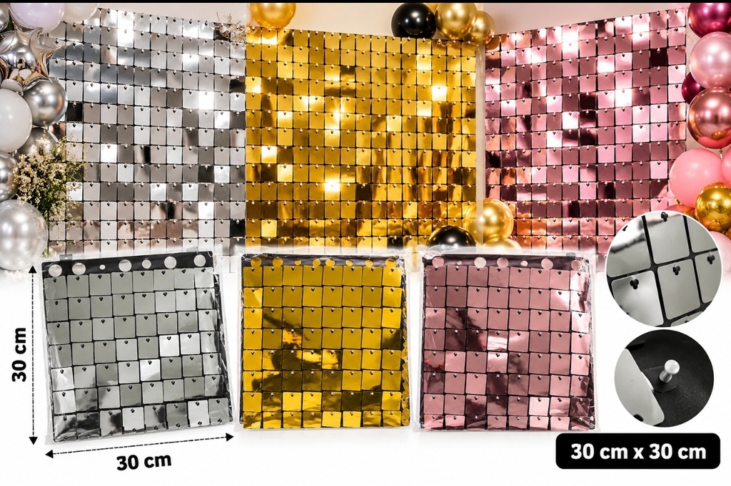 PANEL SHIMMER 30 X 30 CM PLATA/DORADO/ROSA 90214