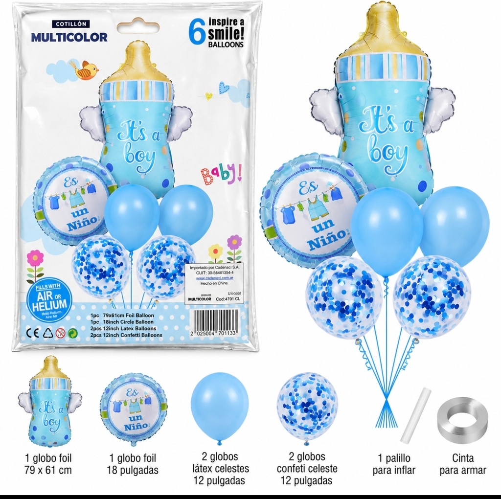 SET DE GLOBOS BABY SHOWER CELESTE