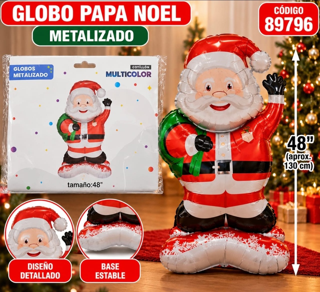 GLOBO METALIZADO PAPA NOEL PARADO 48" ALTO COD 89796 03