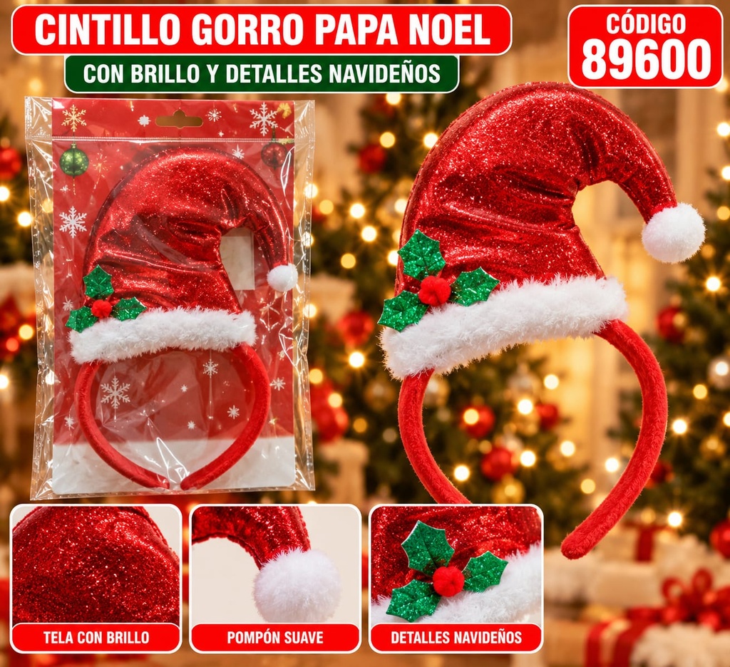 VINCHA NAVIDAD GORRO PAPA NOEL 89600