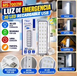 LUZ DE EMERGENCIA CHICA 30 LED MS-7002M