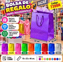 N°4 BOLSA DE REGALO METALIZADA  GRANDE 32 X 46  7398R RJ4392