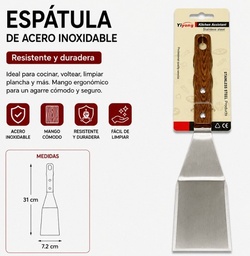 ESPATULA ACERO MANGO MADERA 31X7CM MTK044