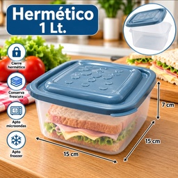 HERMETICO 1 LTS CUADRADO C/ TAPA POO DA01