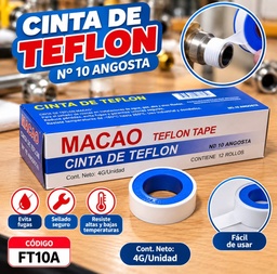 CINTA TEFLON 10 MTRS MACAO NRO 10 FT10A