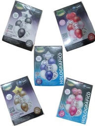 SET GLOBOS X 9 UNIDADES EN BLISTER ESTRELLA Y CORAZON OVNI BALLONS