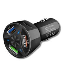 CARGADOR AUTO 12 VOLT 3 USB 55 W QUICK CHARGER