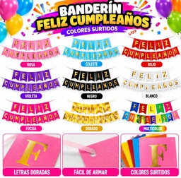 CARTEL FELIZ CUMPLEAÑOS LETRAS 16.5 X 11CM DILAX