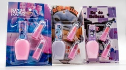 SET DE BELLEZA BLISTER ESMALTE CON DOS PINTURITA LABIAL INFANTIL 3986