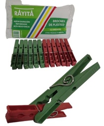 BROCHE DE ROPA RAYITA COLOR X 12 PLASTICO