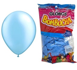 GLOBO BOMBUCHA CELESTE PERLADO 25 UNI 9"