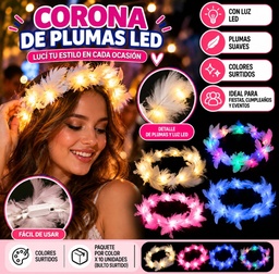 CORONA PLUMA CON LUCES NC6513