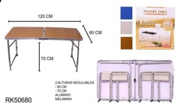 MESA ALUMINIO Y MELAMINA + 4 BANQUETAS RK50680