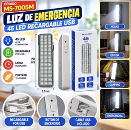 LUZ DE EMERGENCIA 45 LED RECARGABLE USB MS-7005