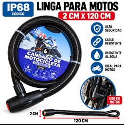 LINGA PARA MOTO KIHUU CABLE REFORZADA 1.2M 2CM IP68