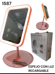 ESPEJO RECTANGULAR LED USB CON BASE. 18,5*14*27CM HA1587