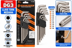 LLAVE TORKS X 9 PCS EN BLISTER FT-008 DG3