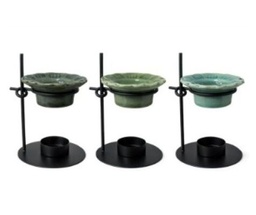 HORNITO FLOR DE CERAMICA EN RACK METALICO 14X10CM MF 35023