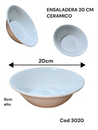 ENSALADERA 20 cm ceramico blanco cod3020 8cm alto