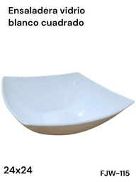 ENSALADERA VIDRIO BLANCO CUADRADO 24 X 24 FJW-115