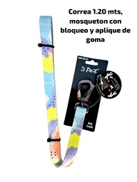 CORREA PARA PERROS 1X120CM DE TELA ESTAMPADA C/ MANGO REFORZADO MOSQUETON CON SEGURO EN BOLSA 23-950A