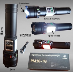 LINTERNA LED ZOOM METAL RECARGABLE 18CM PM10-TG SH283