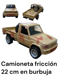 CAMIONETA UNA CABINA CAMUFLADA FRICCION EN BURBUJA 22 X 9 CM HW25160791