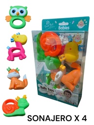 SONAJERO PARA BEBES X 4 EN CAJA TRANSPARENTE HW25160782 BABY TOYS