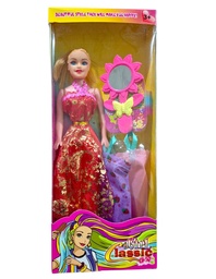 MUÑECA EN CAJA CON 2 VESTIDOS Y ESPEJO GIRASOL MKT273246