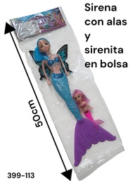 SIRENA CON ALAS Y SIRENITA EN BOLSA GRANDE 399-113