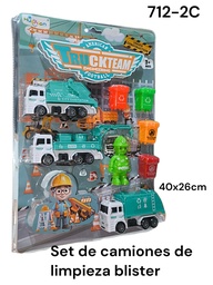 SET DE CAMIONES DE LIMPIEZA CON OBRERO EN BLISTER TRUCKTEAM 712-2C