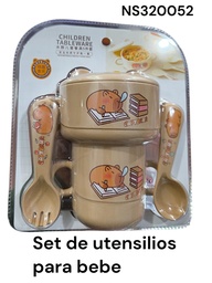 SET BEBE VASO Y PLATO SOPERO CON CUBIERTOS CAPIBARA EN BLISTER NS320052