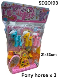 SET PONY S 3 CON RUEDA DEL MUNDO EN BOLSA PVC SD20193