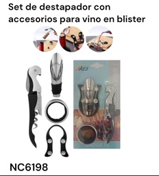 SET DE DESTAPADOR DE VINO CON ACCESORIOS EN BLISTER NC6198