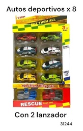 AUTOS DEPORTIVOS X 8 EN CAJA CON DOS LANZADOR RESCUE 31244
