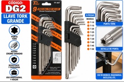 LLAVE TORK X 9 GRANDE DG2 EN BLISTER FT-007