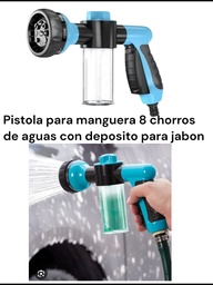 PISTOLA DE LAVADO Y RIEGO CON CONTENEDOR DE JABON 8 CHORRO PAL0739 EN BOLSA