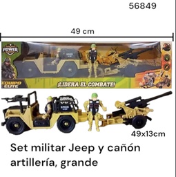 SET MILITAR JEEP Y CAÑOS DE ARTILLERIA EQUIPO ELITE EN CAJA 49.5X13X10CM 56849