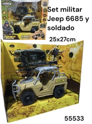 SET MILITAR JEEP GRANDE 6685 BOTE Y SOLDADO EN CAJA EQUIPO ELITE 25X27CM 55533