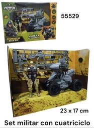 SET DE COMBATE CON CUATRICICLO EN CAJA 23X17CM EQUIPO ELITE 55529