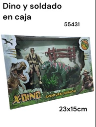 SET X-DINO EN CAJA DINO Y SOLDADO 23X15CM AVENTURA JURAICAS  COD 55431