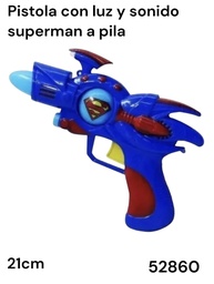 PISTOLA CON LUZ Y SONIDO SUPERMAN 21 CM EN BOLSA 52860