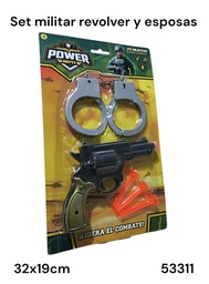 SET REVOLVER LANZA DARDO CON ESPOSA BLISTER 32X19CM POWER ARMY 53311