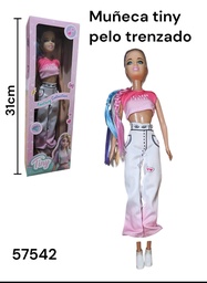 MUÑECA TINY EN CAJA 30X10CM PELO TRENZADO 57542
