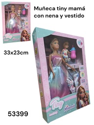 MUÑECA TINY MAMA CON NENA Y VESTIDOS EN CAJA 33X23CM COD53399