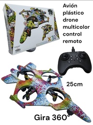 AVION DRONE PLASTICO MULTICOLOR RADIO CONTROL 25 CM X-30 EN CAJA