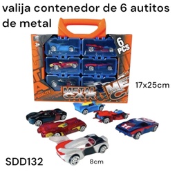 VALIJA CONTENEDORA PLASTICO CON 6 AUTITOS DE METAL CAR 17/X 25 CM SDD132