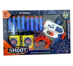 PISTOLA LANZA VENTOZAS CON LATAS DE BLANCOS Y PORTA VENTOZAS DE MUÑECA SDD-26-0160