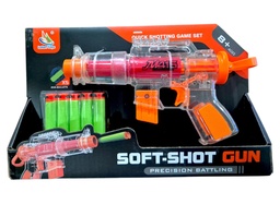 PISTOLA TRASNPARENTE LANZA VENTOSAS X5 SOFT-SHOT GUN JY-24-158
