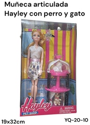 MUÑECA ARTICULADA HAYLEY CON PERRITO Y GATITO PET SHOP YQ-20-10